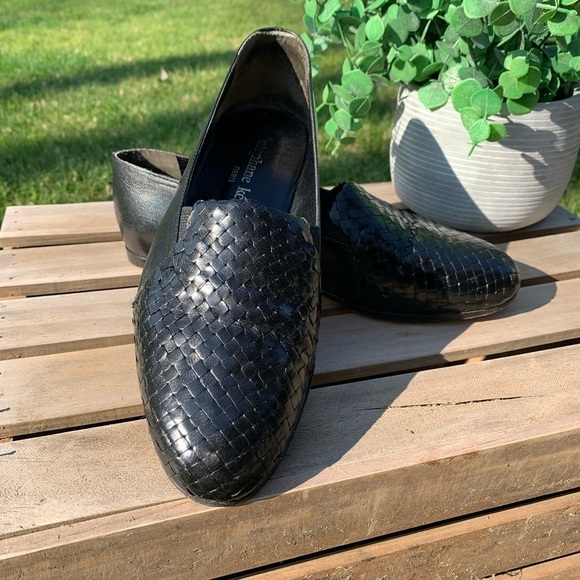 Stephane Kelian Shoes - Stephane Kelian Paris Black Woven Leather Slip on Shoes Flats Size 7.5